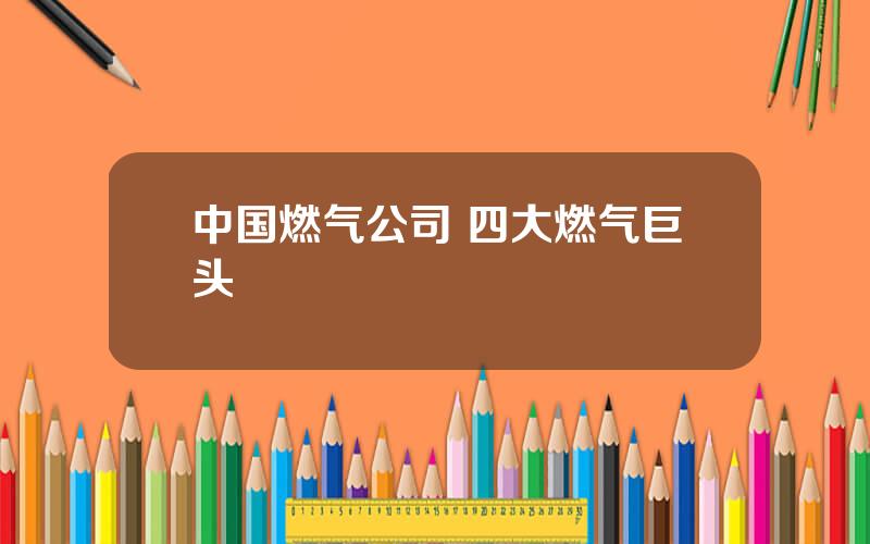 中国燃气公司 四大燃气巨头